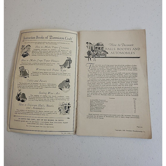How to Decorate Halls Booths Automobiles Dennison Mfg Co. 1923 Paperback Book - Picture 3 of 6